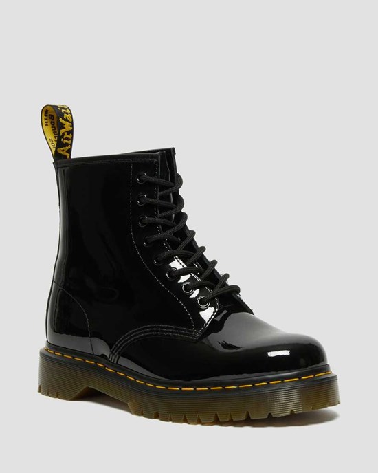 Stivaletti Donna Dr Martens 1460 Bex Verniciata Pelle Nere | 520-HAPIDR