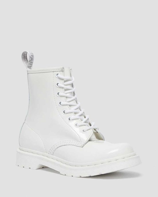 Stivaletti Donna Dr Martens 1460 Mono Verniciata Pelle Bianche | 013-KSRMDV