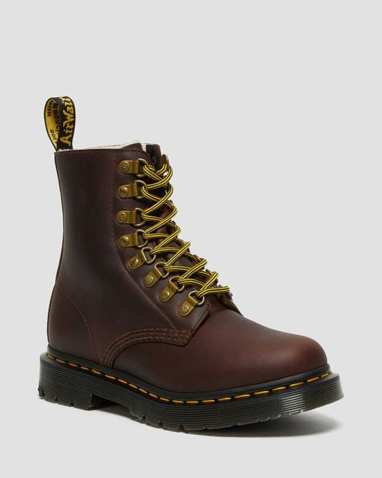 Stivaletti Donna Dr Martens 1460 Pascal DM's Wintergrip Pelle Marroni | 240-TDKYPI