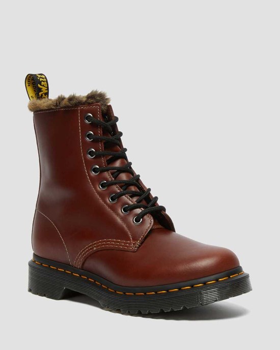 Stivaletti Donna Dr Martens 1460 Serena Faux Fur Foderati Marroni | 856-JKDMVU