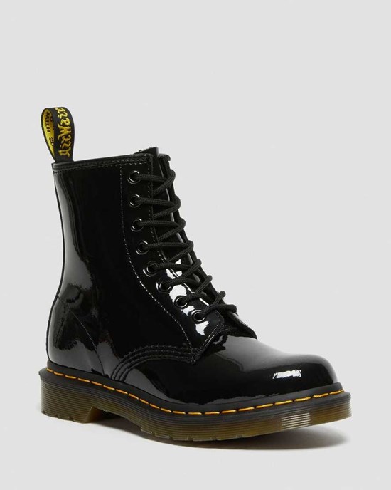 Stivaletti Donna Dr Martens 1460 Verniciata Pelle Nere | 714-LGYZUB