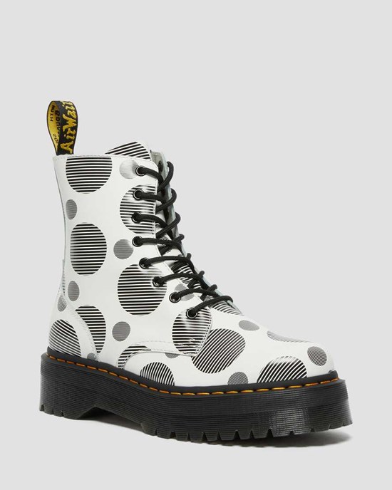 Stivaletti Donna Dr Martens Jadon Polka Dot Smooth Pelle Bianche | 280-VUWOIF