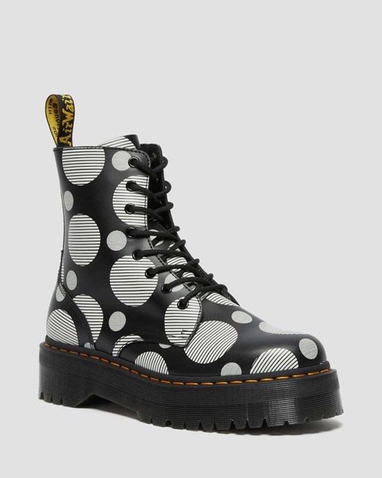 Stivaletti Donna Dr Martens Jadon Polka Dot Smooth Pelle Nere | 615-KGYRUD