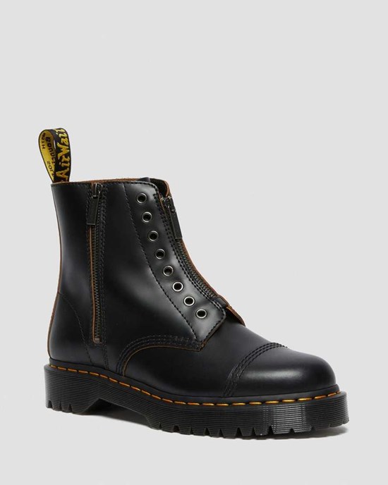 Stivali Donna Dr Martens 1460 Laceless Bex Pelle Zip Up Nere | 367-GNUKDO