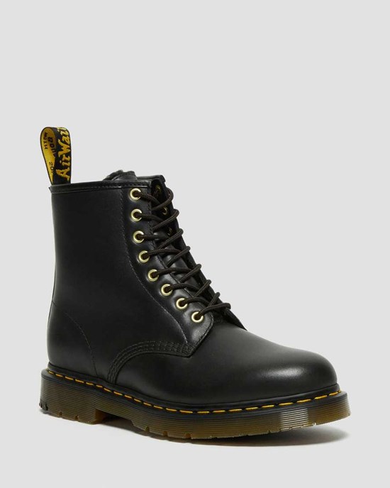 Stivali Stringati Uomo Dr Martens 1460 DM's Wintergrip Pelle Nere | 706-QTNOUE