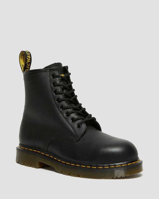 Stivali Stringati Uomo Dr Martens 1460 Slip Resistant Steel Punta Nere | 689-DNGRVJ