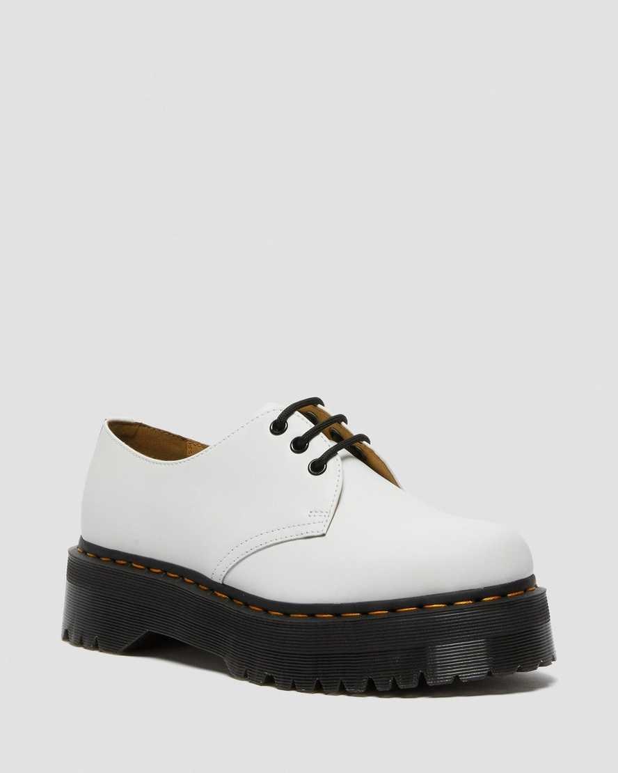 Scarpe Platform Donna Dr Martens 1461 Smooth Pelle Bianche | 201-QFZRMV