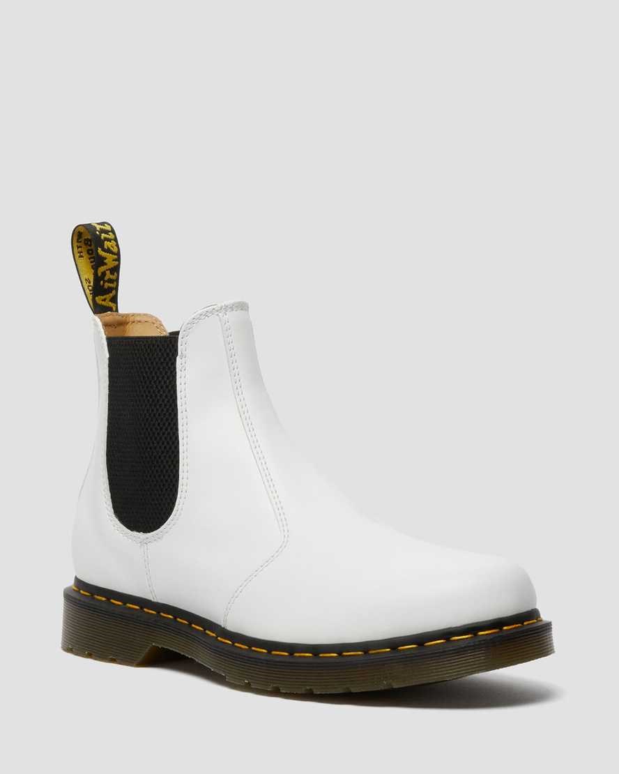 Stivaletti Donna Dr Martens 2976 Yellow Stitch Smooth Pelle Bianche | 169-VFIJUB