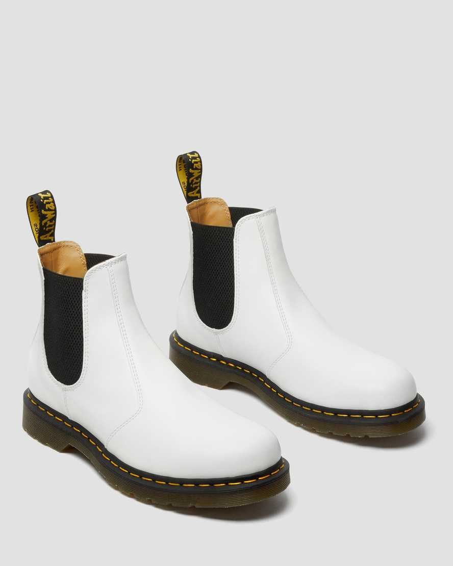 Stivaletti Donna Dr Martens 2976 Yellow Stitch Smooth Pelle Bianche | 169-VFIJUB