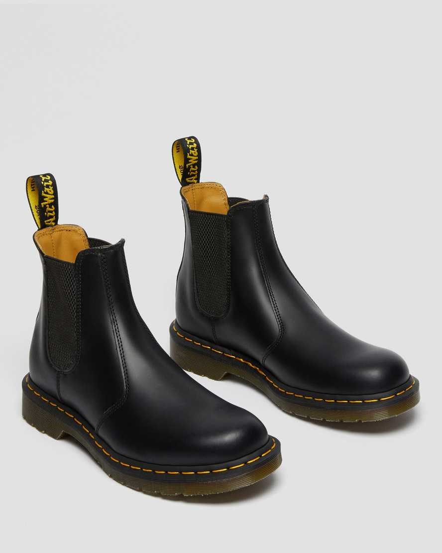 Stivaletti Donna Dr Martens 2976 Yellow Stitch Smooth Pelle Nere | 648-QJYCEF