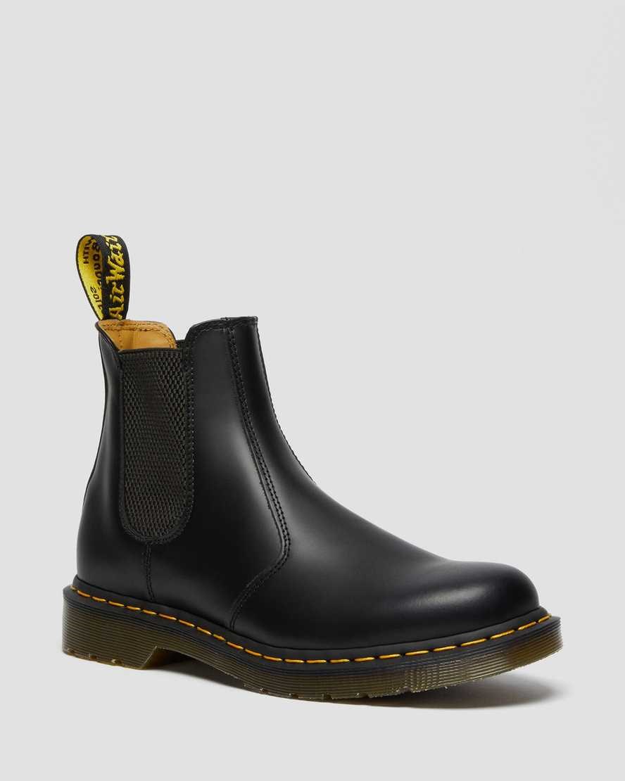 Stivaletti Uomo Dr Martens 2976 Yellow Stitch Smooth Pelle Nere | 437-FLZSBW