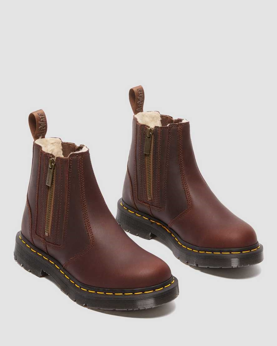 Stivali Donna Dr Martens 2976 DM's Wintergrip Zip Up Marroni | 154-IHJDPN