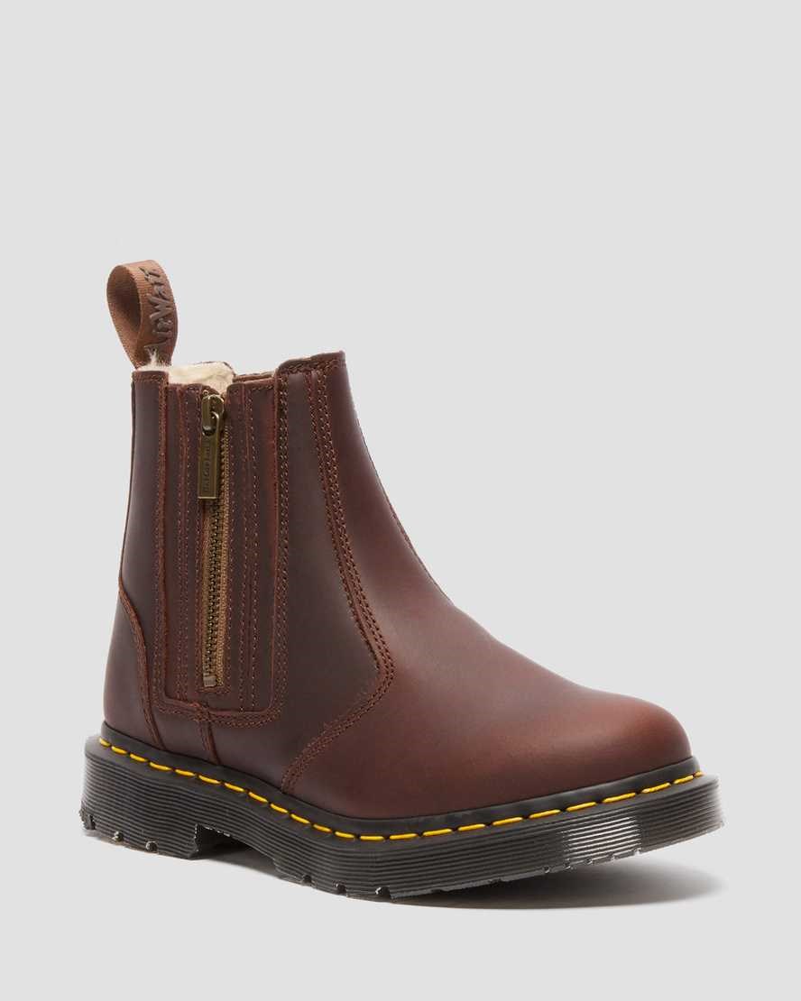 Stivali Donna Dr Martens 2976 DM's Wintergrip Zip Up Marroni | 154-IHJDPN