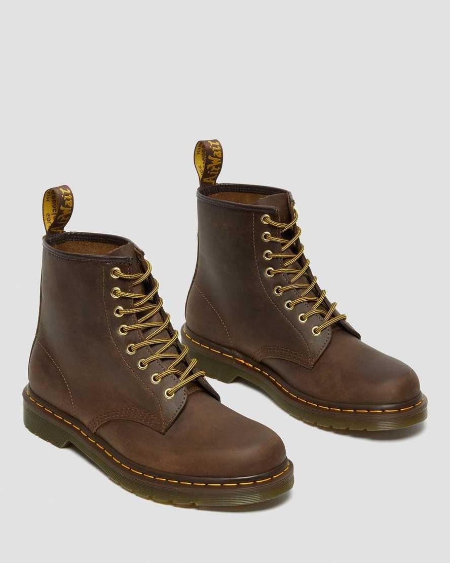 Stivali Utilitari Uomo Dr Martens 1460 Crazy Horse Pelle Marroni | 742-QFYWET