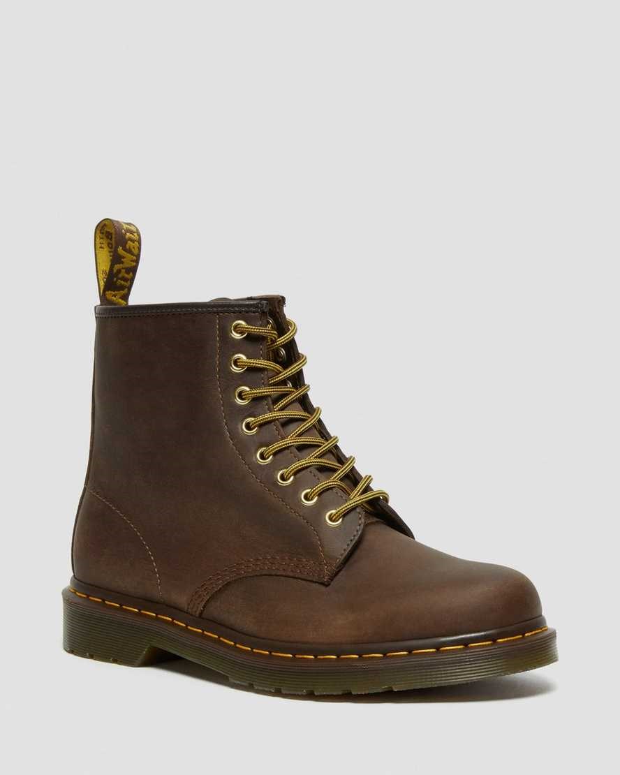 Stivali Utilitari Uomo Dr Martens 1460 Crazy Horse Pelle Marroni | 742-QFYWET